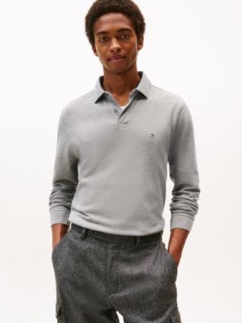 Grey 1985 Collection Regular Fit Long Sleeve Polo  Men