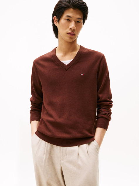 Brown V-Neck Regular Fit Jumper  Men