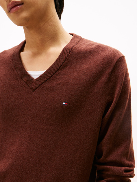 Brown V-Neck Regular Fit Jumper  Men