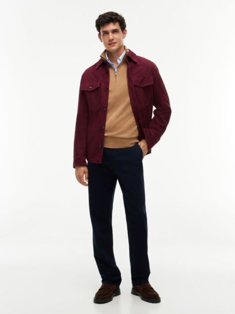 Brown Zip-Neck Jumper  Men