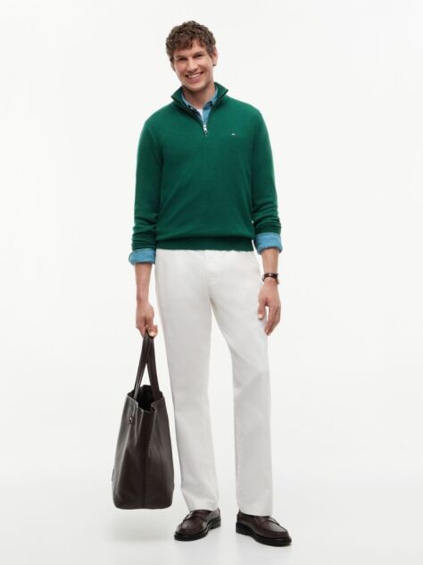 Green Zip-Neck Jumper  Men