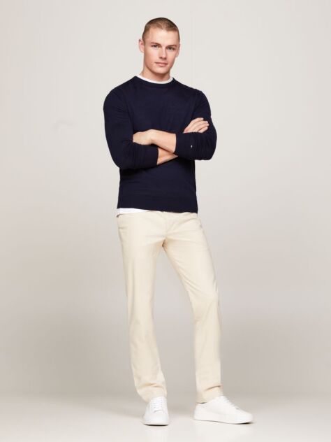 Blue Smart Casual Fine Merino Wool Jumper  Men