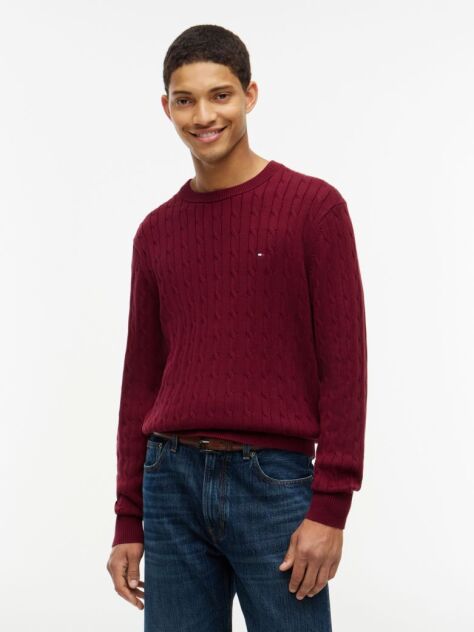 Rosu Jumper Cu Guler Rotund Din Tricot  Barbati