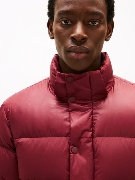 Red Hooded Down Puffer Jacket  Men