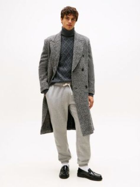 Gri Pantaloni Joggers Din Fleece Cu Mansete  Barbati
