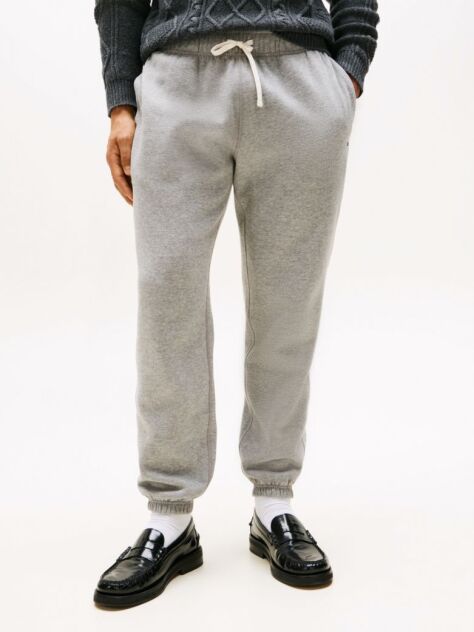 Gri Pantaloni Joggers Din Fleece Cu Mansete  Barbati