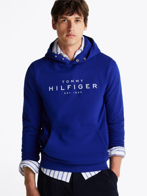 Blue Snap-Button Logo Hoody  Men