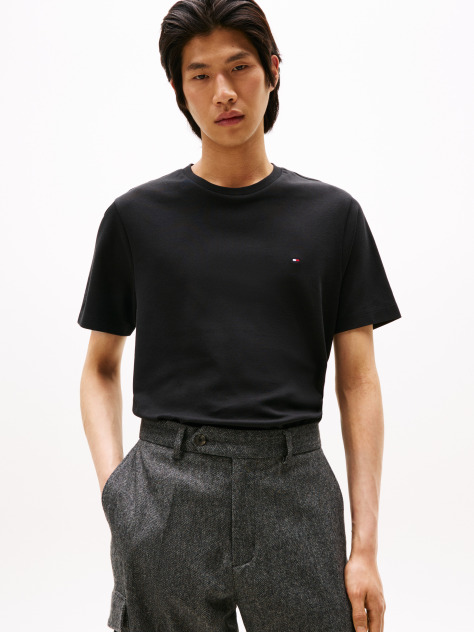 Negru Tricou Din Tricotaj Interlock  Barbati