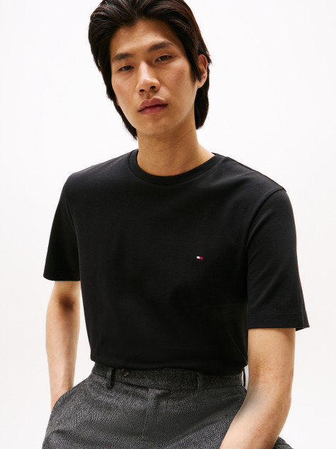 Negru Tricou Din Tricotaj Interlock  Barbati