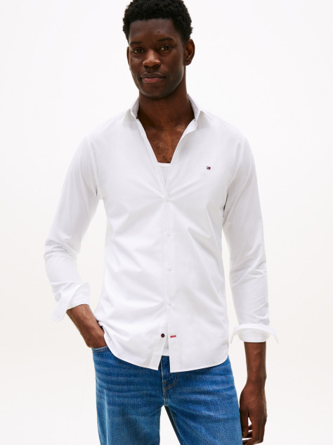 Alb Camasa Flex Slim Fit Din Poplin   Barbati