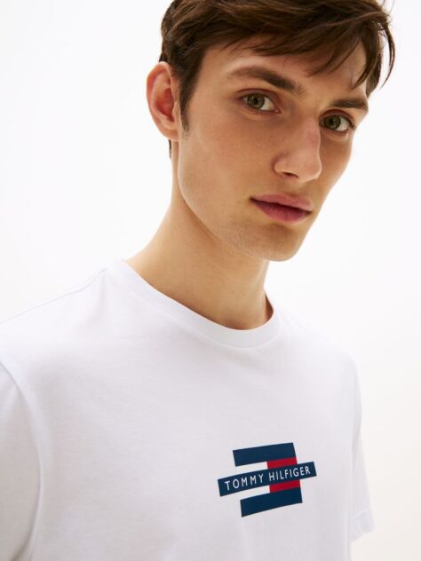 Alb Tricou Cu Imprimeu Si Logo Steag  Barbati