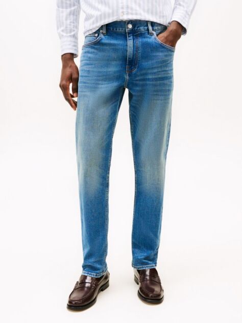 Blue Whiskered Straight Leg Jeans  Men