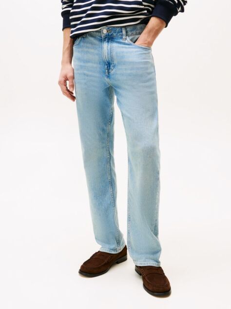Blue Faded Regular Straight Leg Jeans  Men