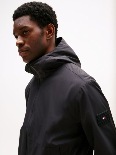 Black Logo Patch Hooded Jacket  Men