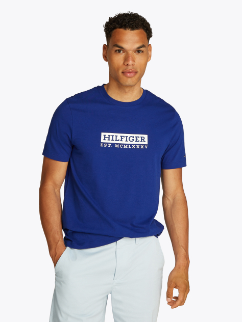 Blue Tricou Cu Imprimeu Grafic Si Logo  Barbati