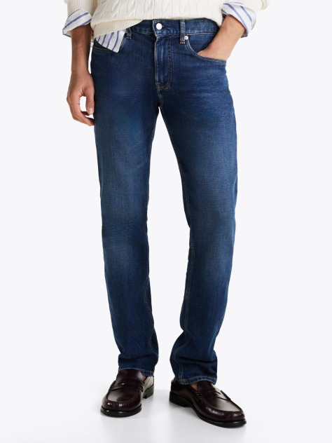 Blue Denton Whiskered Straight Leg Jeans  Men