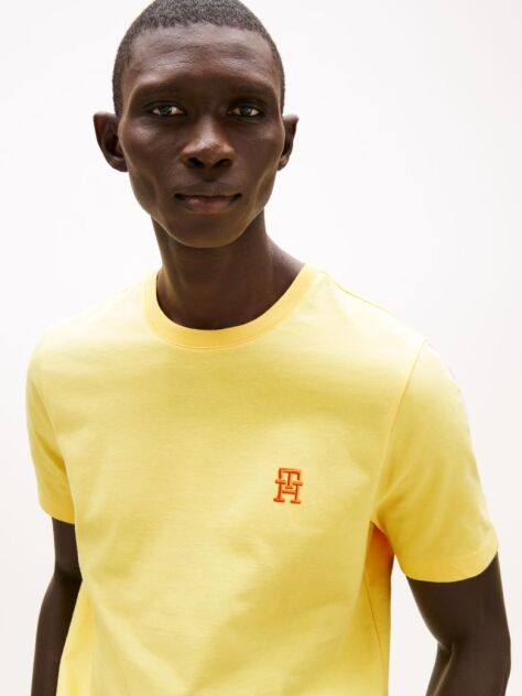 Galben Tricou Cu Broderie Th Monogram Contrastanta  Barbati