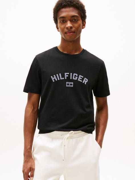 Negru Tricou Hilfiger Flock  Barbati