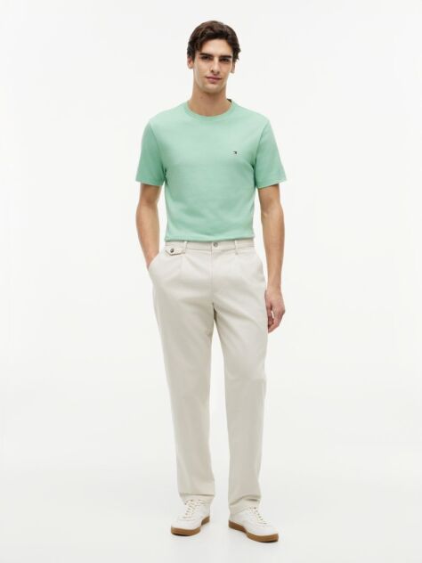 Verde Tricou Cu Broderie Steag  Barbati