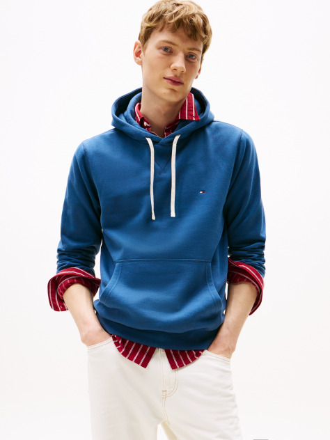 Blue Hanorac Din Fleece Cu Broderie Steag  Barbati