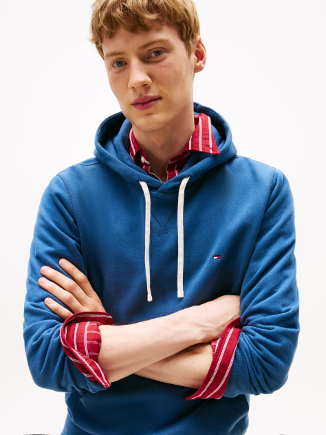 Blue Hanorac Din Fleece Cu Broderie Steag  Barbati