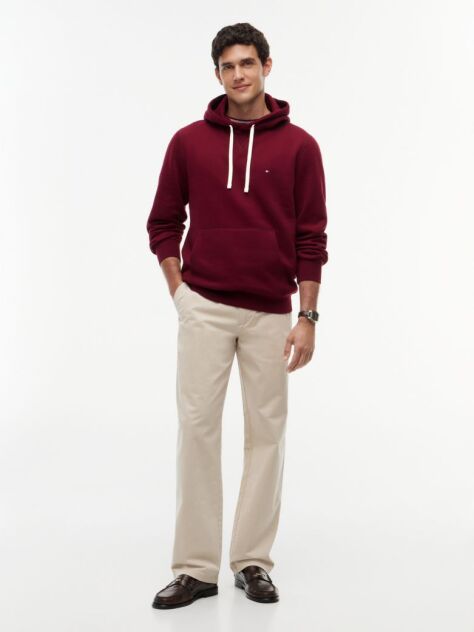 Rosu Hanorac Din Fleece Cu Broderie Steag  Barbati
