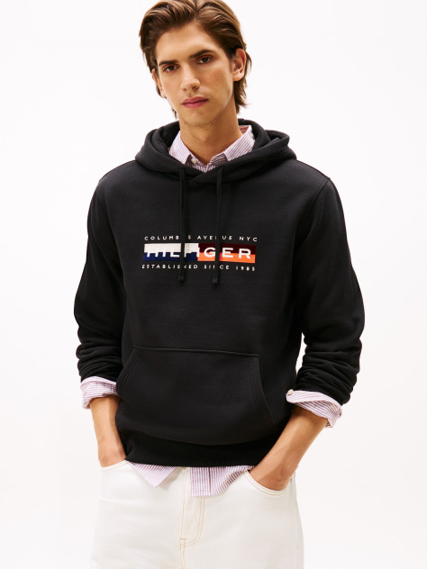Black TH Colour Block Graphic Hoodie  Men