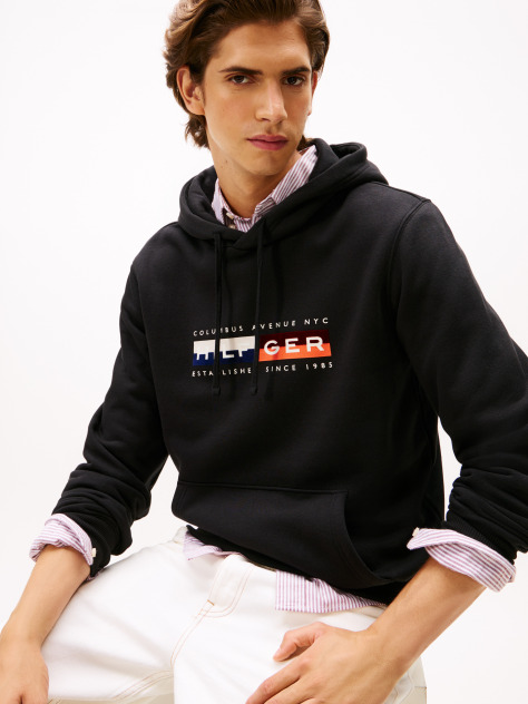 Black TH Colour Block Graphic Hoodie  Men