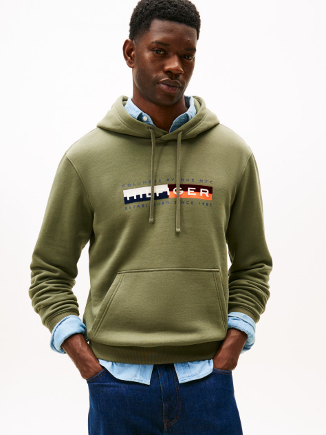 Green TH Colour Block Graphic Hoodie  Men