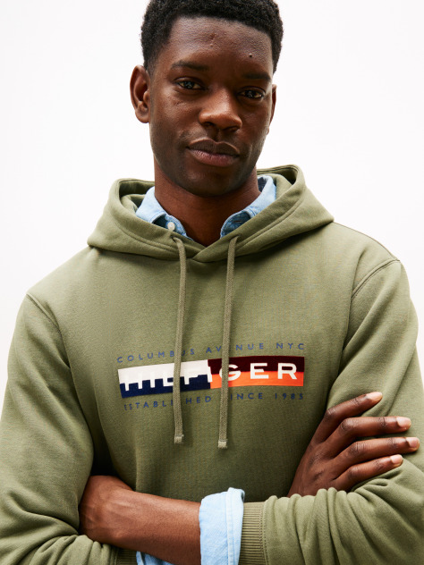 Green TH Colour Block Graphic Hoodie  Men