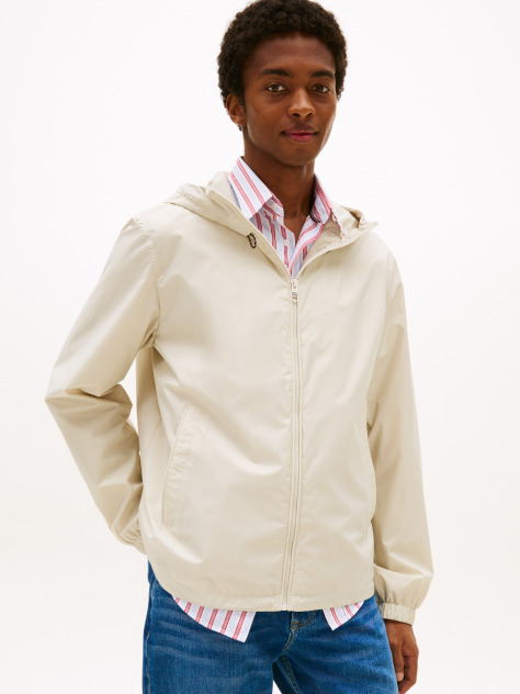 Beige Windbreaker Hooded Jacket  Men