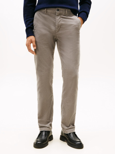 Grey Denton Straight Corduroy Chinos  Men