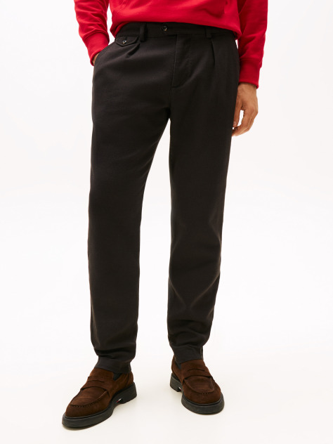 Black Harlem Tapered Pleated Twill Trousers  Men