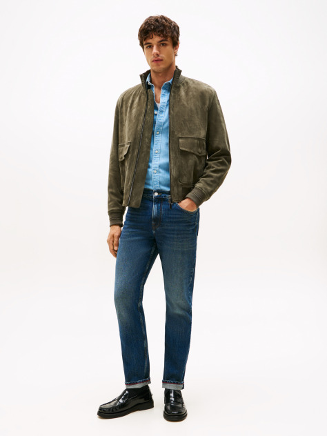 Blue Denton Whiskered Straight Jeans  Men