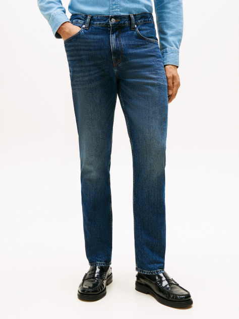 Blue Denton Whiskered Straight Jeans  Men