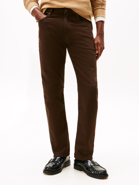 Brown Denton Washed Straight Jeans  Men