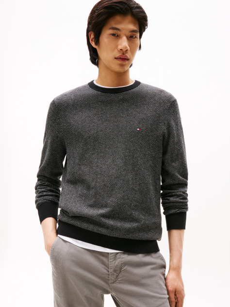 Gri Pulover Tricotat Herringbone Cu Casmir  Barbati