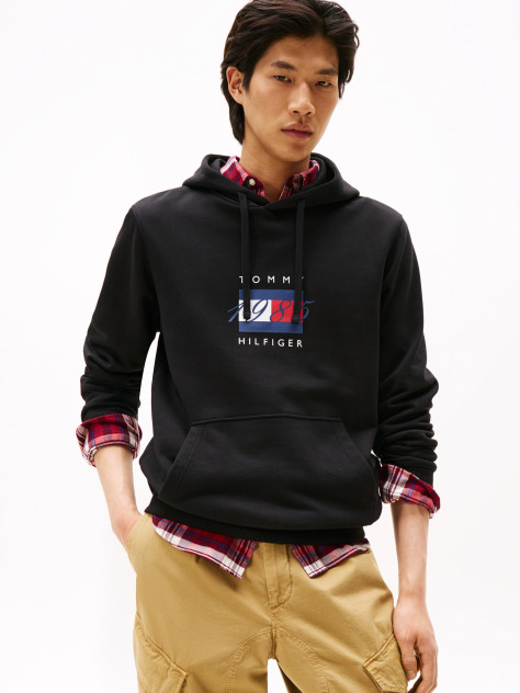 Black Flag Graphic Drawstring Hoody  Men