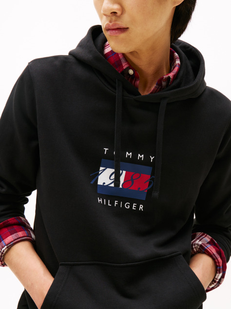 Black Flag Graphic Drawstring Hoody  Men