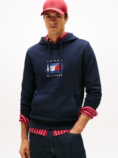 Blue Flag Graphic Drawstring Hoody  Men