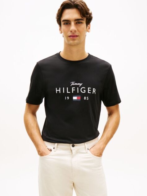 Black Logo Graphic Jersey Crew Neck T-Shirt  Men