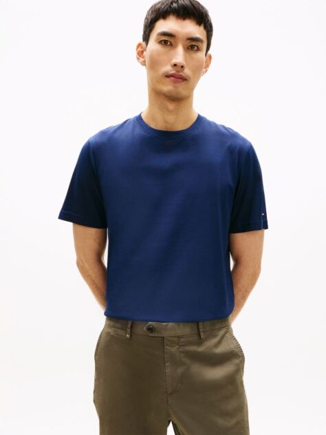 Blue Smart Casual Tricou Cu Guler Rotund  Barbati