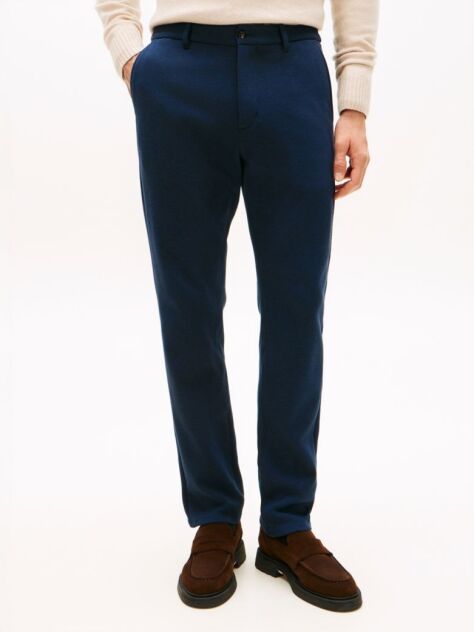 Blue Harlem Interlock Knit Pique Tapered Leg Trousers  Men