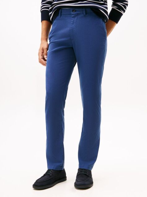 Blue Denton Twill Pantaloni Chino Din Bumbac  Barbati