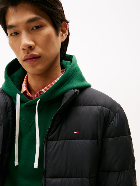Black Mid Weight Stand Collar Jacket  Men