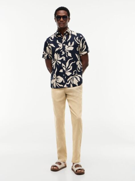 Khaki Harlem Pantaloni Chino Din Amestec De In Cu Croiala Tapered  Barbati