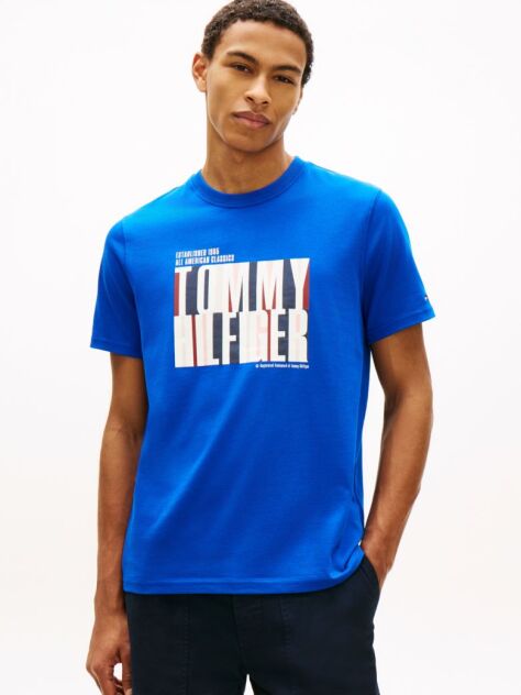 Blue T-Shirt Multicolor Cu Guler Rotund Si Logo   Barbati