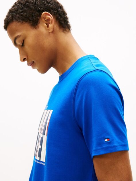 Blue T-Shirt Multicolor Cu Guler Rotund Si Logo   Barbati