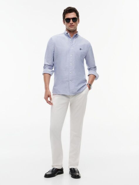 Blue Camasa Oxford Heritage Ci Croiala Regular Si Logo Brodat  Barbati