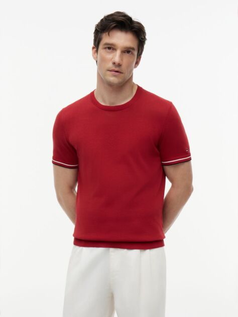Rosu T-Shirt Tricotat Smart Casuat Tecnic   Barbati